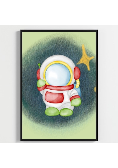 Besay Uzay Macerası Astronotlu Eğitici Ve Eğlenceli Bebek Odası Posteri 3'lü Çocuk Odası Poster Seti A2 Çerçevesiz