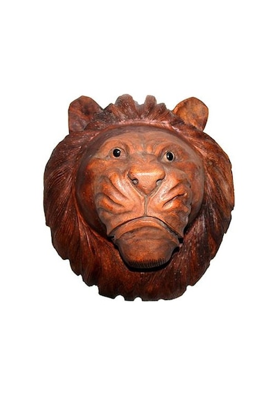 Dekoratif 40Cm Ahşap Aslan Kafası Hediyelik