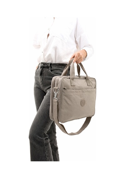 Sanmorris Unisex Kırinkıl Vizon Renkli Suya Dayanıklı Laptop Bölmeli Çapraz-el Askılı Evrak Ve Laptop Çantası Vizon