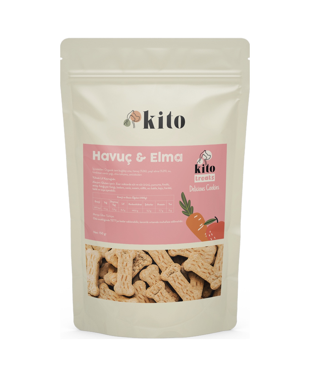Kito Havuçlu & Elmalı Cookie Köpek Ödül Bisküvisi 150 G