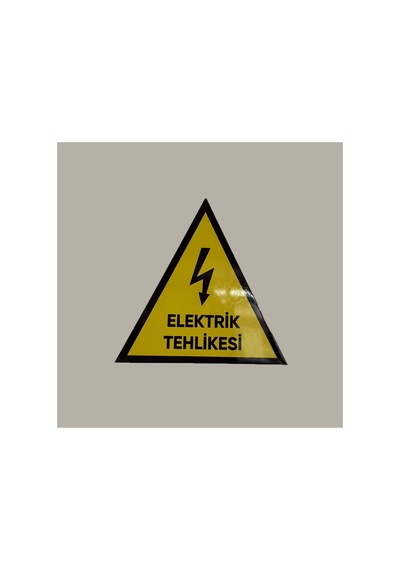 Aluminyum Elektrik Tehlikesi Uyarı Levhası Üçgen 10 Cm Arkası Yapışkanlı 1 Adet