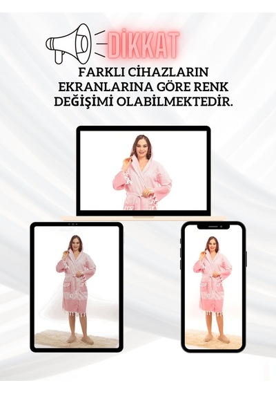 Püsküllü Kapüşonlu Hürrem Peştamal Bornoz Kırmızı
