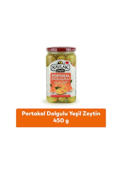 Portakal Dolgulu Yeşil Zeytin 450 Gr Cam Kavanoz
