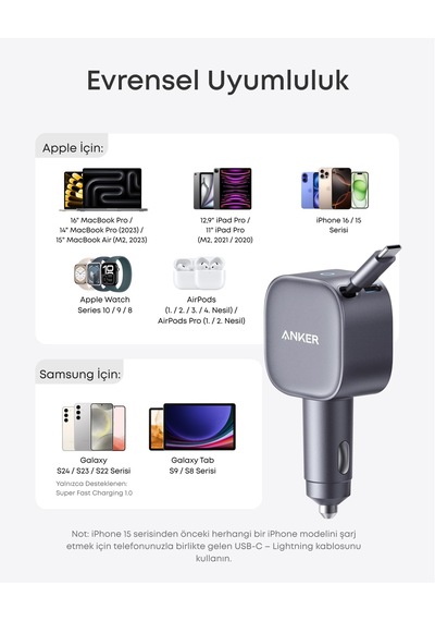Anker Nano Usb-c Araç Şarj Cihazı, 75w, Ultra Kompakt Type-c Hızl