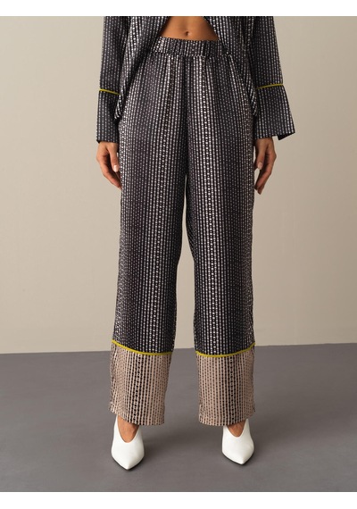 Xint Siyah Oversize Saten Pantolon 201138