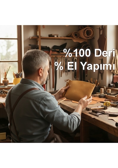 Luqa Leather Özel Tasarım El İşçiliği Deri Clutch Fermuarlı Bilek Çantası Sarı