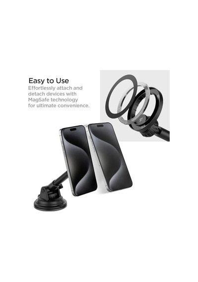 Magsafe Araç İçi Telefon Tutucu Dashboard Ön Konsol İle Uyumlu & Magfit İle Uyumlu + Dahili Metal Halka Mft35 - Acp08313