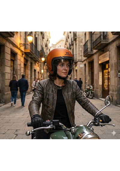 Motosiklet Kaskı Retro Güneş Vizörlü Hornet S Sv Neo C4 Mat Turuncu Motorcu Kask Çok Renkli