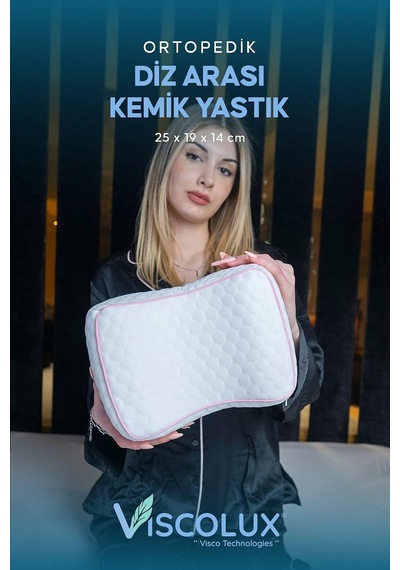Tr Bacak Arası Ortopedik Yastık - Diz Bacak Arası Visco Yastık Bacak Destek Minderi Pembe 25x19x14, Pembe Diğer