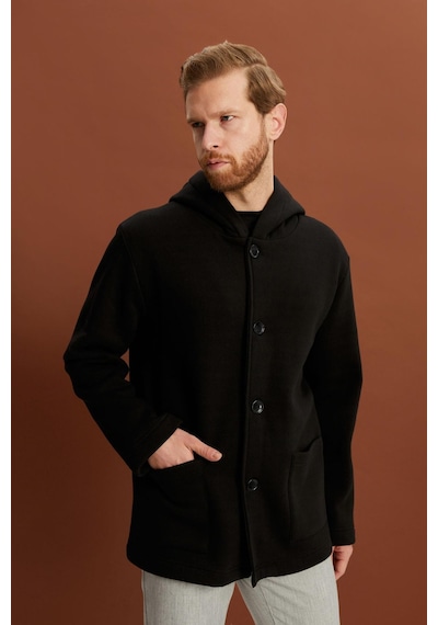 Alexandergardi Alexandergardı Kapüşonlu İçi Şardonlu Oversize Ceket E22-60700 Siyah