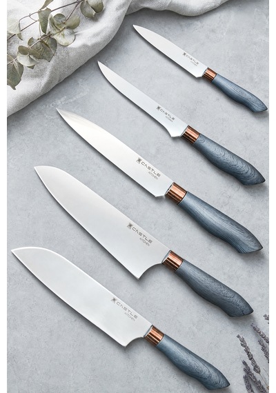 Silver Gray Serisi 5 Li Mutfak Bıçağı Et Ekmek Sebze Mutfak Şef Bıçak Seti Mft-568 Gri