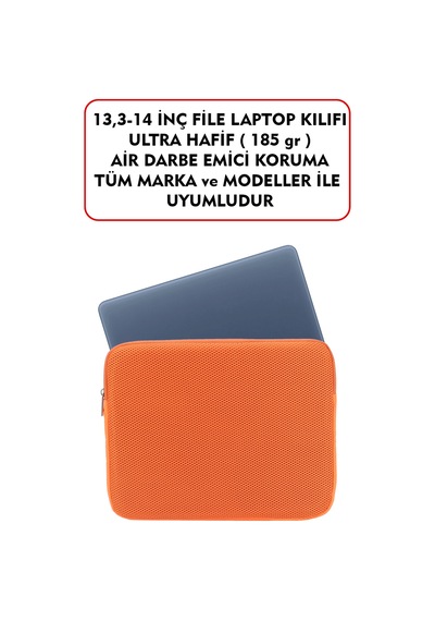 Macbook Air Pro 13 & 13.3-14 inç File Laptop Kılıfı 185 gr Tüm Marka ve Modeller İle Uyumludur Turuncu