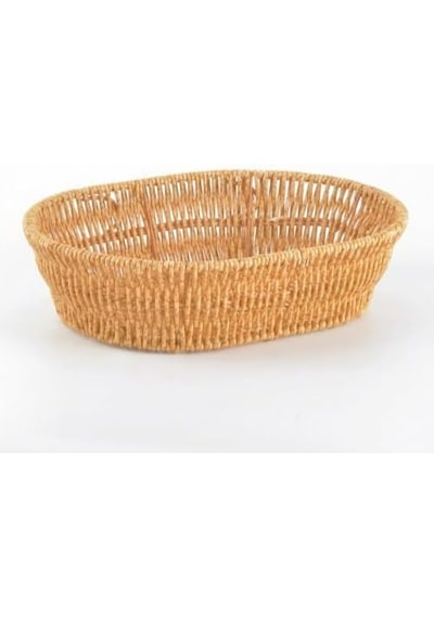 El Yapımı Doğal Hasır Sepet - Oval Çok Amaçlı Ekmeklik Ve Düzenleyici 20,5 X 20,5 X 7 Cm 000 Açık Krem