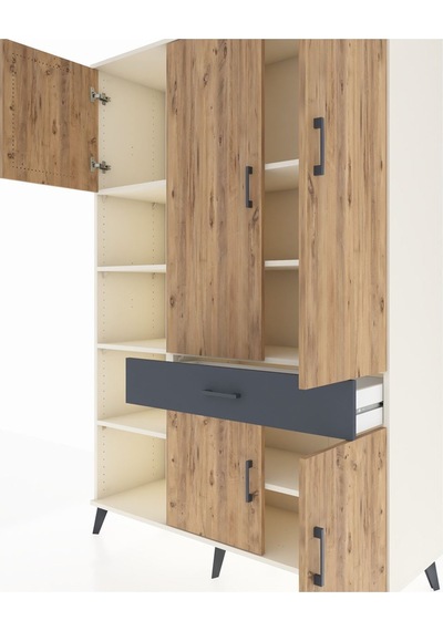 Hyperion Dolap 8 Raflı Tek Çekmeceli 5 Kapaklı 132x44x195 Aytaşı-çam/antrasit Atlas Çam/antrasıt - Aytası Hyperion Dolap 8 Raflı Tek Çekmeceli 5 Kapaklı 132x44x195 Aytaşı-çam/antrasit Atlas Çam/antrasıt - Aytası