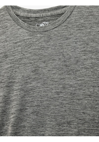 Koton Regular Fit Kısa Kollu Dikiş Detaylı Desenli Bisiklet Yaka Spor Tişört Gri Melanj 6wam10056nk Gri Melanj