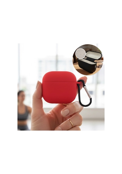 Caseonn Apple Airpods Uyumlu 5 Kılıf Askı Aparatlı Lansman Koyu Kırmızı