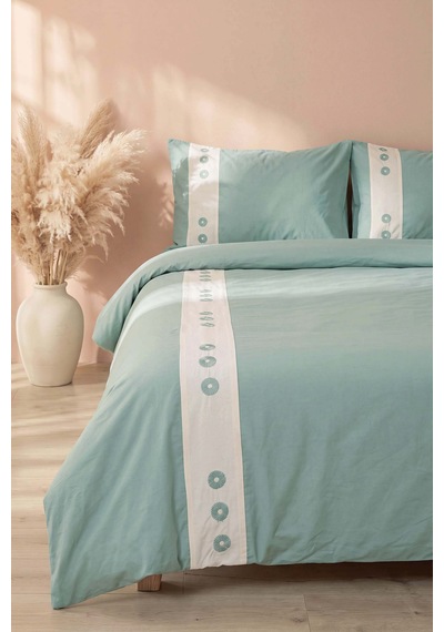 Daisy Mint %100 Pamuklu Çift Kişilik Nevresim Takımı - 4 Parça Çok Renkli