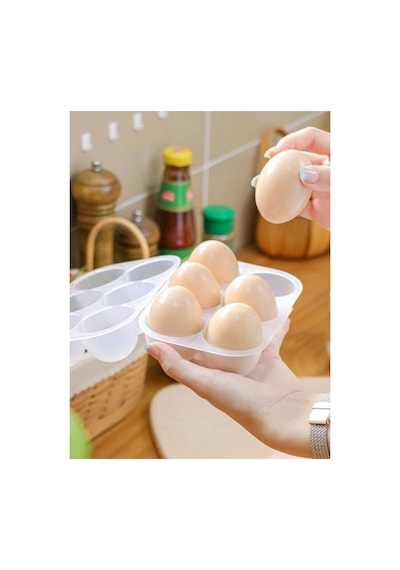 6 Bölmeli Yumurta Saklama Kutusu Kilitli Kapaklı Yumurta Tutucu 14x10x8 Cm Renksiz