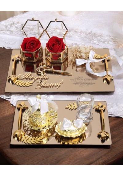 Harmony Söz Tepsisi Ve Damat Kahve Fincan Tepsisi Beyaz Beyaz