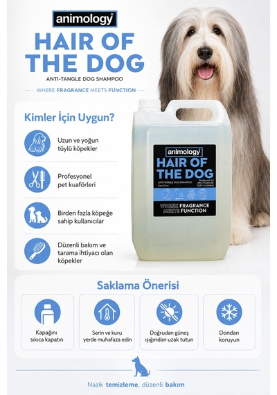 Animology Hair Of The Dog Uzun Tüylü Köpeklere Özel 20:1 Konsantre Köpek Şampuanı 5 Lt