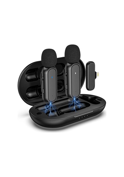 Novstrap Kablosuz Yaka Mikrofonu Lightning Girişli İphone İle Uyumlu Dahili Bataryalı Şarj Kutusu