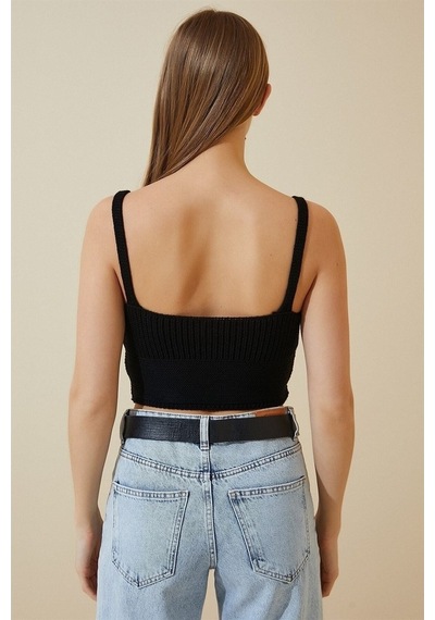 Aqe Fashion Kadın Siyah Önü Bağcıklı Bluz-Siyah