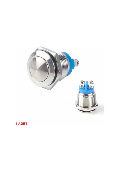 16mm Metal Panel Montaj Yuvarlak Kafa Push Buton NO DC 6A 12V AC 3A 250V IP67 Su Geçirmez Düğme