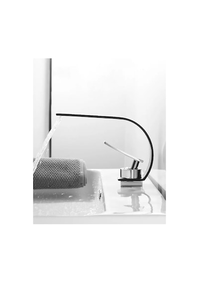 Özel Seri Şelale Banyo Lavabo Bataryası Mat Siyah