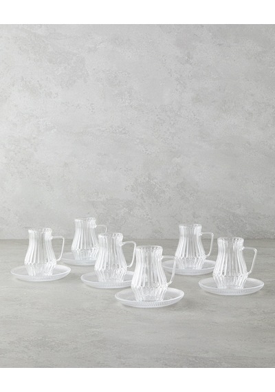 English Home Rachel Cam 12 Parça 6 Kişilik Çay Seti 135 Ml Şeffaf Şeffaf