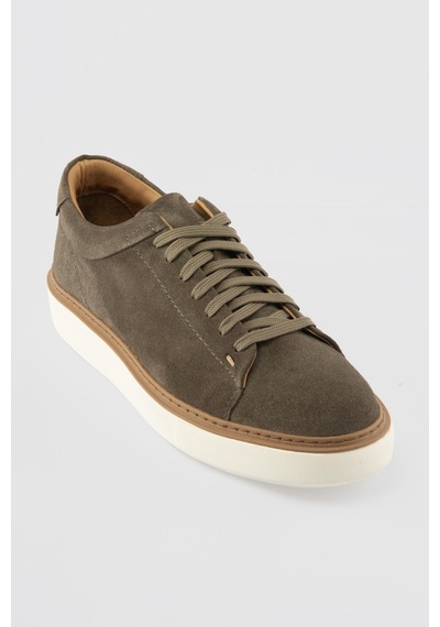 Erkek Hakiki Deri Süet Sneaker Haki Arel Haki