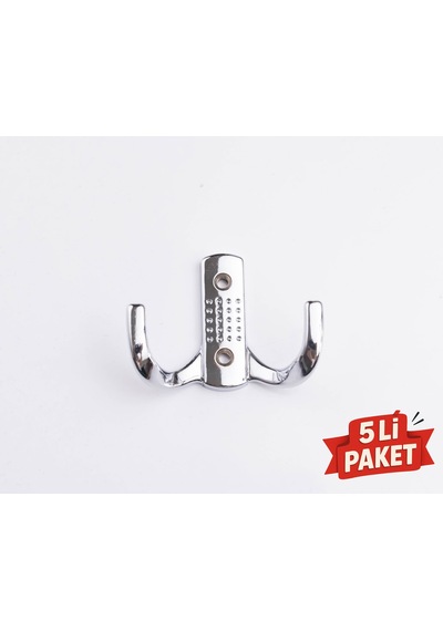 Krom Kaplama 2 Kollu Askı Kapı Arkası Dolap Vestiyer Portmanto Askısı 5 Li Paket Belirtilm Diğer