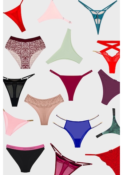 Cottonill Kadın Bikini Külot Brezilya Külot Tanga Külot Karma Paket 10'lu Çok Renkli 3