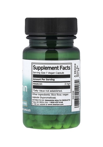 Swanson Vitamins, Melatonin, 3 Mg, 60 Vegan Capsules