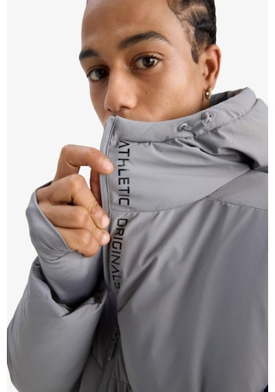 Defacto Defactofit Su İtici Regular Fit Kapüşonlu Fermuarlı Rüzgar Geçirmez Mont E9487ax25wngr91 Gri-gr91