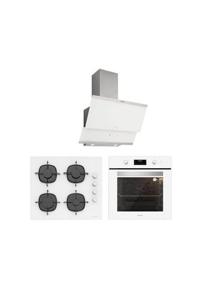 Silverline BO6502W02 -  CS5335W01 - 3420 Classy 60 Beyaz Cam Ankastre Set