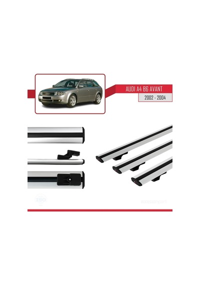 Audi A4 B6 Avant 2002-2004 Arası İle Uyumlu Basic Model Ara Atkı Tavan Barı Gri 3 Adet