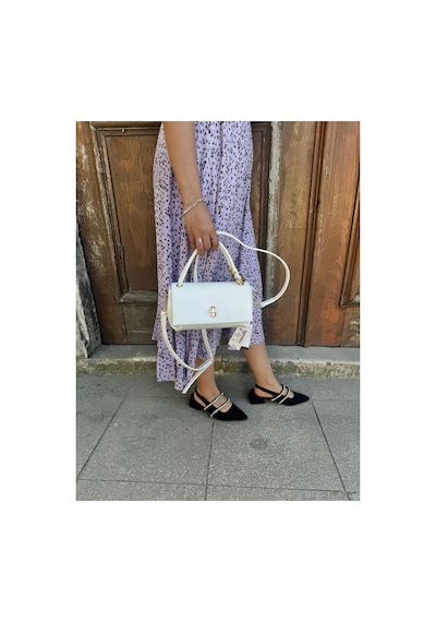 Just Polo Kadın Yeni Sezon Aksesuar Detaylı Çapraz Ayarlanabilir Askılı Şık El & Omuz Çantası Ebat 22 X 11 Cm Beyaz 42699864