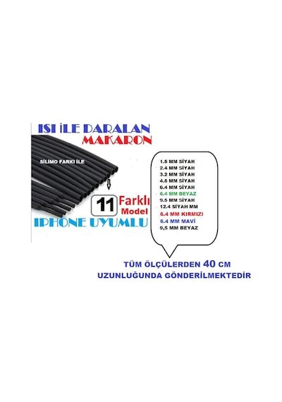Isıyla Daralan Makaron Kablo Tamir 11 Li Iphone Kablo Için Uygun