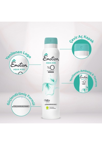 Emotion Aqua Kiss Kadın Alüminyumsuz Vegan Deodorant 4x200 Ml