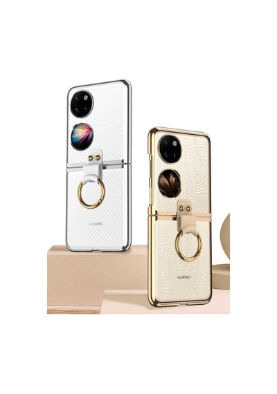 Rba Aksesuar Huawei P50 Pocket Kılıf Rba Yüzüklü Kıpta Kapak - Siyah Siyah