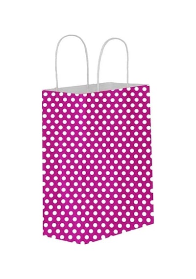 12x25x40 25 Li 90 Gr Fuşya Puantiyeli Karton Poşet
