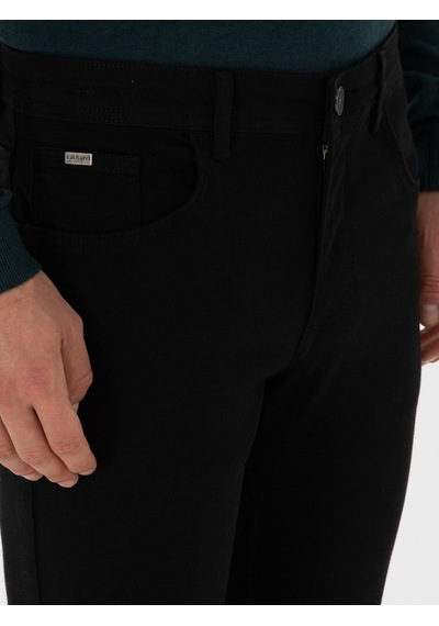 Cacharel Siyah Slim Fit Pamuk Liyosel Karışımlı Jean Pantolon