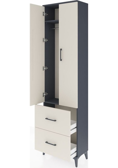 Arges Dolap 2 Raflı 2 Çekmeceli Tek Askılı 60x30x221 Antrasit... Antrasit