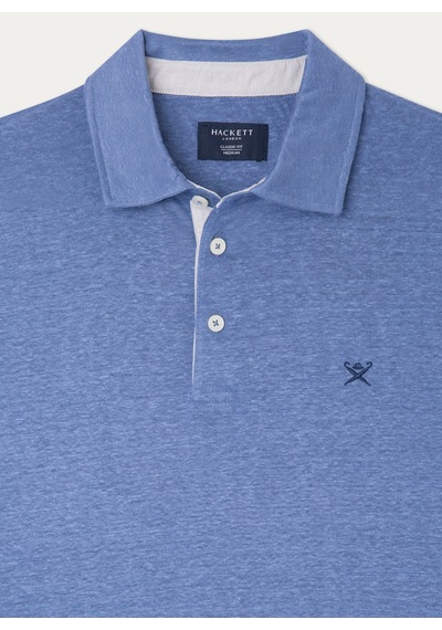 Hackett Mavi Erkek %100 Keten Slim Fit Polo T-shirt Hm563274