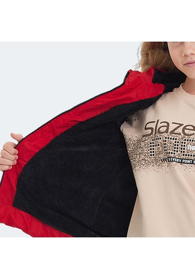 Slazenger CALISTO Çocuk Kapüşonlu Şişme Kırmızı Mont & Kaban