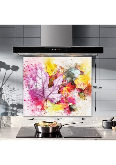 Decorita Cam Ocak Arkası Koruyucu | Renkli Sonbahar | 52cm x 60cm