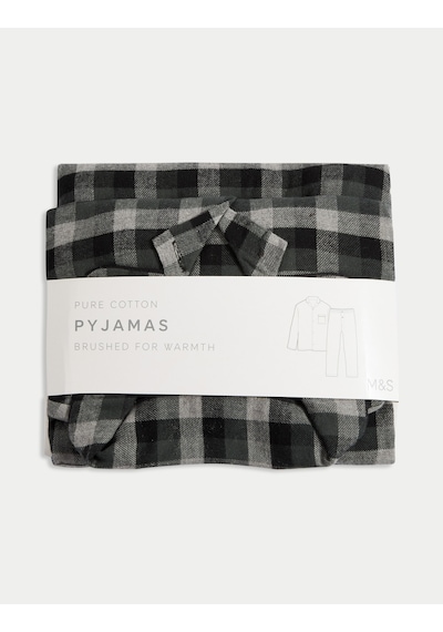 Marks & Spencer Ekose Pijama Takımı T07007631 Gri