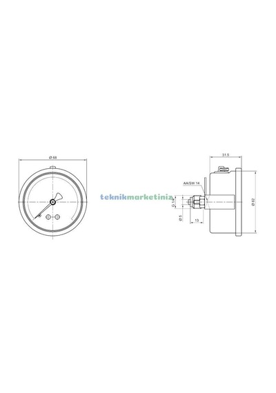 63MM -1/+5 Bar G1/4" Panotipi Gliserinli ManovakuMMetre Pakkens