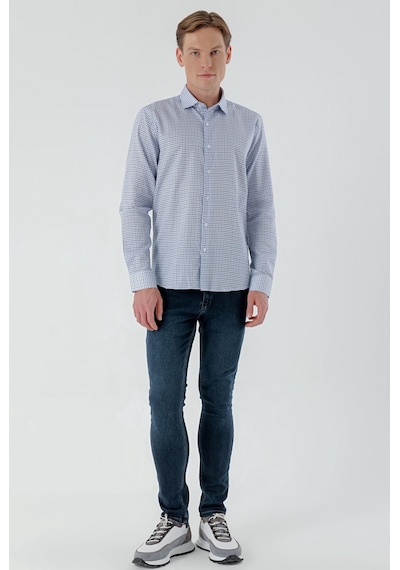 Morven Erkek Mavi B.gabardin Pamuk Desenli Slim Fit Gömlek Mavi Morven Erkek Mavi B.gabardin Pamuk Desenli Slim Fit Gömlek Mavi