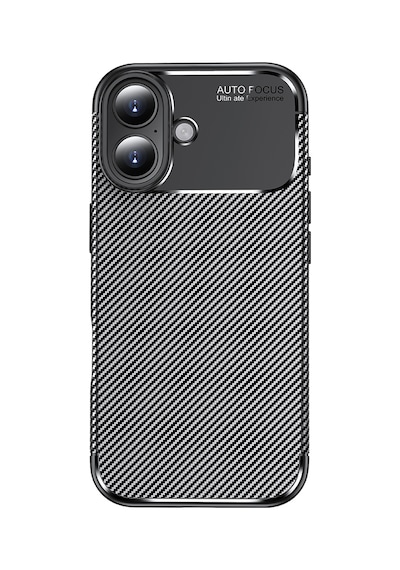 Apple Uyumlu iPhone 17 Kılıf Karbon Silikon Case Kapak Siyah